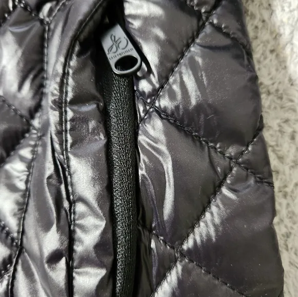Sam Edelman Black Quilted Collared Round Hem Jacket