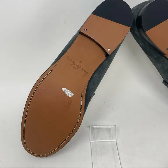 Sam Edelman Dark Grey Talia Horse Bite Buckle Suede Loafers Slip Ons Sz 7