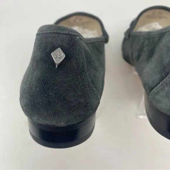 Sam Edelman Dark Grey Talia Horse Bite Buckle Suede Loafers Slip Ons Sz 7