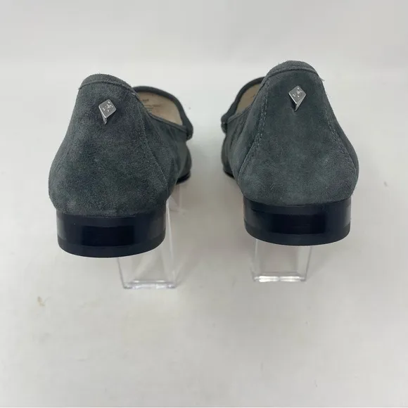 Sam Edelman Dark Grey Talia Horse Bite Buckle Suede Loafers Slip Ons Sz 7