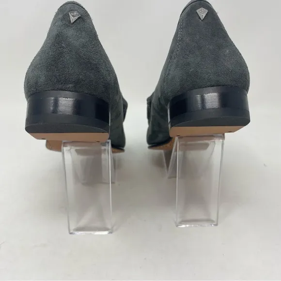 Sam Edelman Dark Grey Talia Horse Bite Buckle Suede Loafers Slip Ons Sz 7
