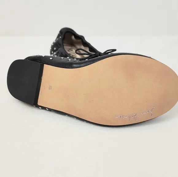Sam Edelman Fiona Girl's Shoes 13M Mini Black Leather Ballet Flats Studs