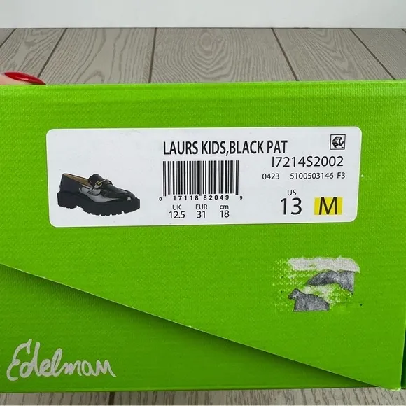 Sam Edelman Kids Laurs Lug Sole Oxford Patent Loafers 13M Black $70