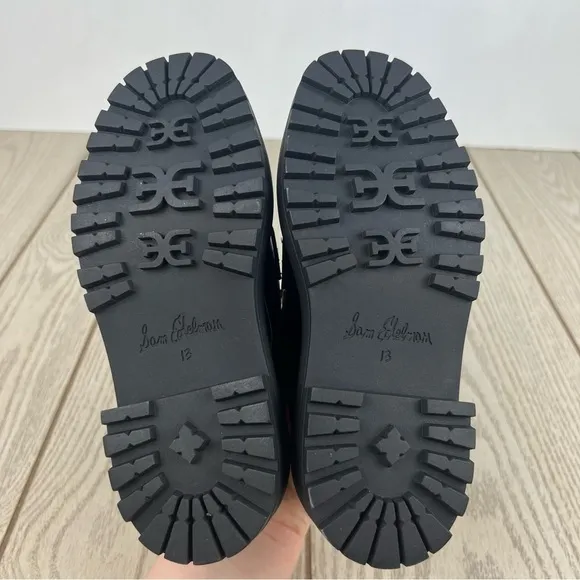 Sam Edelman Kids Laurs Lug Sole Oxford Patent Loafers 13M Black $70