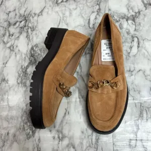 Sam Edelman Taelor Lug Sole Chain Detail leather Loafers Camel size 9 brown tan