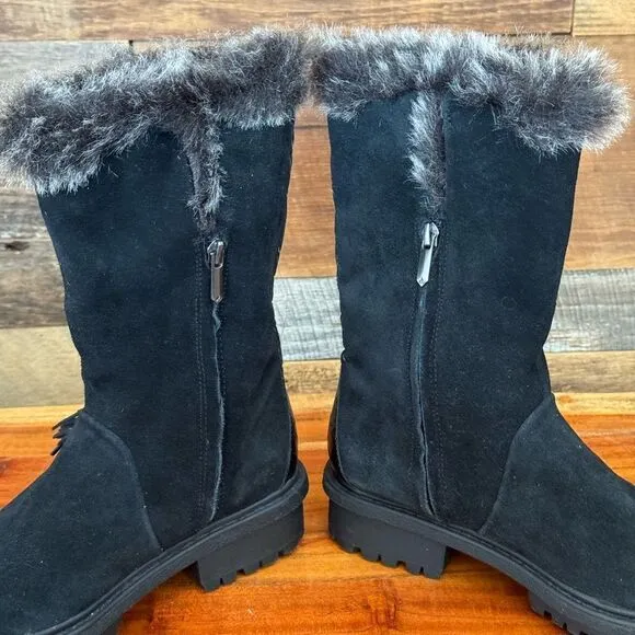 Sam Edelman Tilden Black fringe suede Winter &amp; Rain Boots NWOT sz 7.5