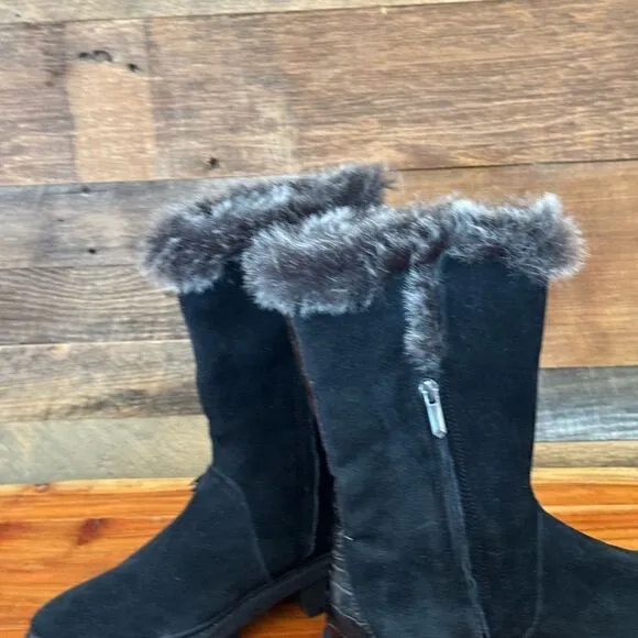 Sam Edelman Tilden Black fringe suede Winter &amp; Rain Boots NWOT sz 7.5