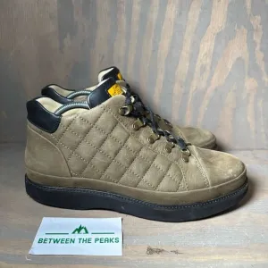 Samuel Hubbard Mens 10.5 Step Ahead Ankle Boots Green Brown Lace Quilted Leather