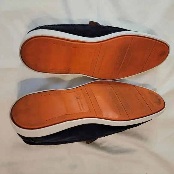Santoni blue suede loafers