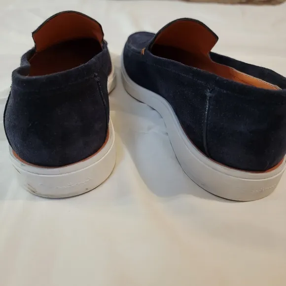 Santoni blue suede loafers