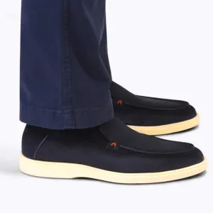 Santoni blue suede loafers
