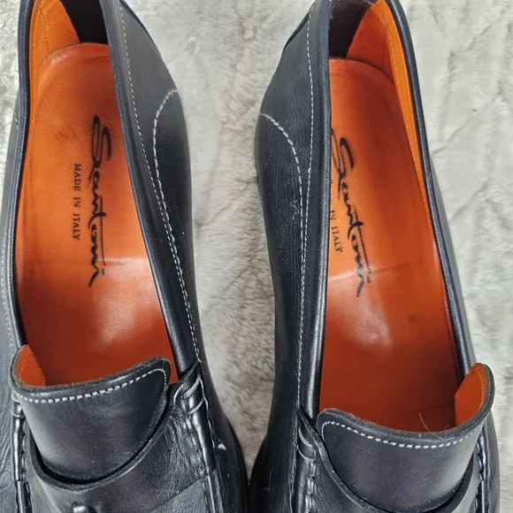 Santoni Tassel Loafers Mens 9 EE Italy Leather Penny Timless Preppy Classic