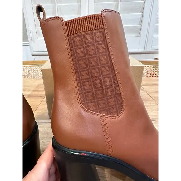 Sarto Franco Sarto Paula Brown Chelsea Ankle Boots Leather Fabric Size 8 NWOB