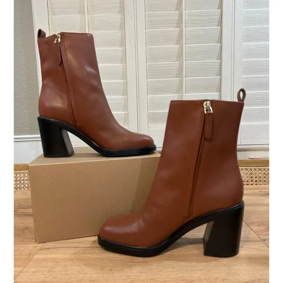 Sarto Franco Sarto Paula Brown Chelsea Ankle Boots Leather Fabric Size 8 NWOB