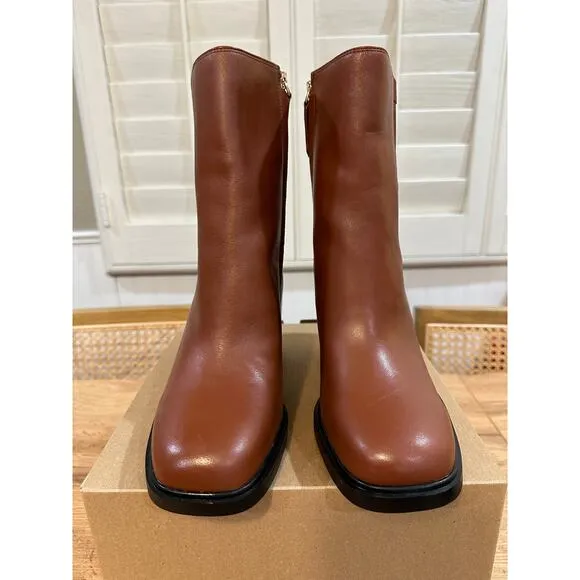 Sarto Franco Sarto Paula Brown Chelsea Ankle Boots Leather Fabric Size 8 NWOB