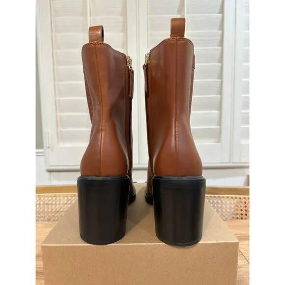 Sarto Franco Sarto Paula Brown Chelsea Ankle Boots Leather Fabric Size 8 NWOB