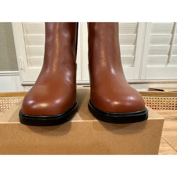 Sarto Franco Sarto Paula Brown Chelsea Ankle Boots Leather Fabric Size 8 NWOB