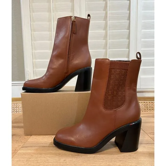 Sarto Franco Sarto Paula Brown Chelsea Ankle Boots Leather Fabric Size 8 NWOB