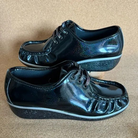 SAS  Bounce Lace Up Genuine Carnival Black Moccasin  Size 7.5