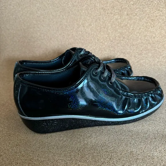 SAS  Bounce Lace Up Genuine Carnival Black Moccasin  Size 7.5