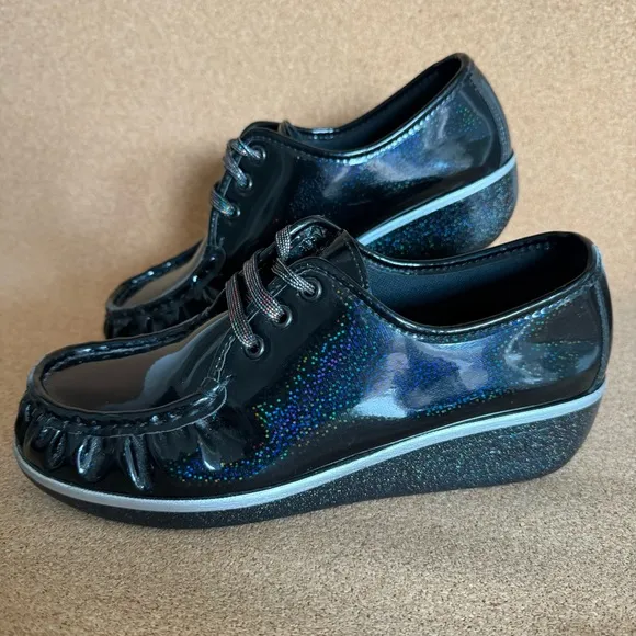 SAS  Bounce Lace Up Genuine Carnival Black Moccasin  Size 7.5