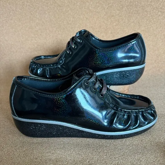 SAS  Bounce Lace Up Genuine Carnival Black Moccasin  Size 7.5