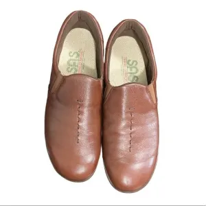 SAS Brown Leather Viva Soft Step Tripad Comfort Slip on Loafers Womans Size 8N