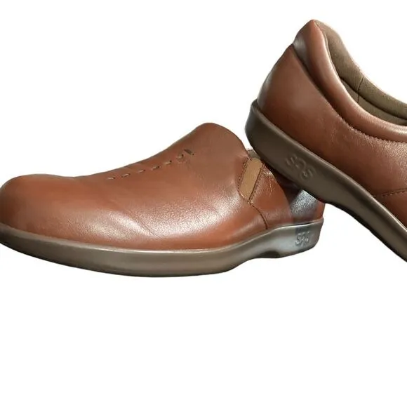 SAS Brown Leather Viva Soft Step Tripad Comfort Slip on Loafers Womans Size 8N
