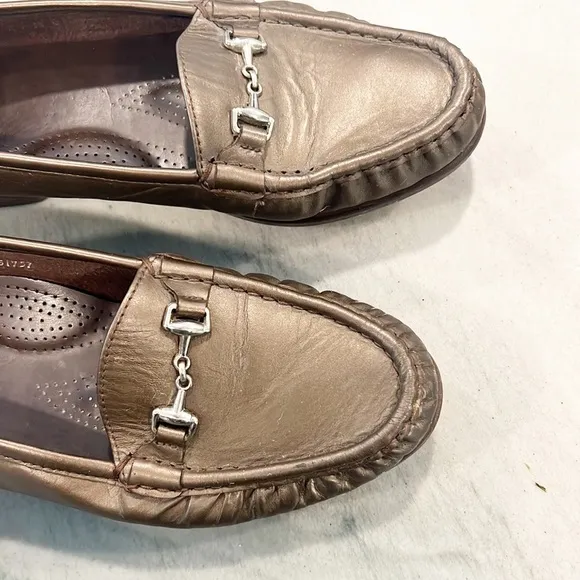 SAS Metro Tripad Comfort Bronze Metallic Leather Loafers Made in USA Size 9.5