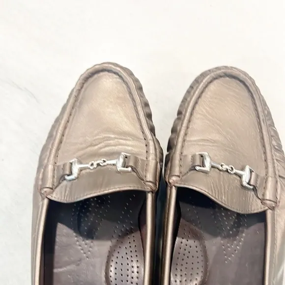 SAS Metro Tripad Comfort Bronze Metallic Leather Loafers Made in USA Size 9.5