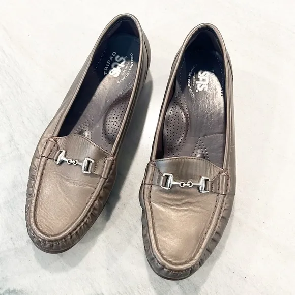 SAS Metro Tripad Comfort Bronze Metallic Leather Loafers Made in USA Size 9.5