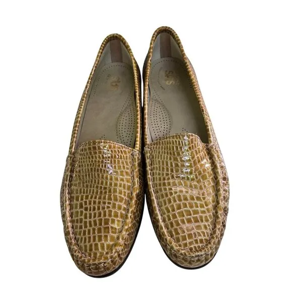 SAS Tripad Comfort Loafers Caramel Croc Embossed Leather Size 11.5N