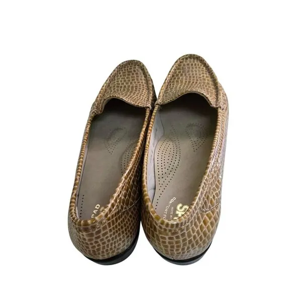 SAS Tripad Comfort Loafers Caramel Croc Embossed Leather Size 11.5N