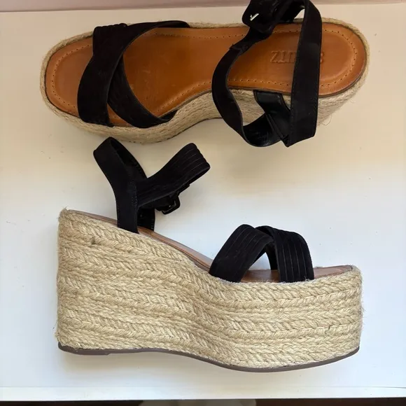 SCHUTZ Blisse Suede Wedge Sandals Espadrilles Sz 11B