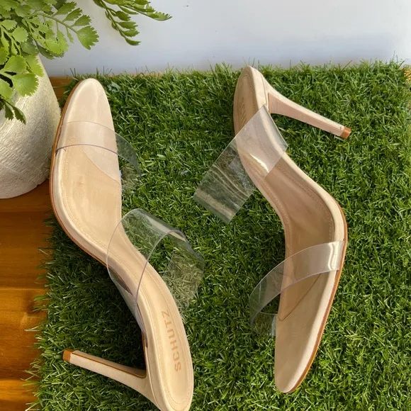 SCHUTZ🍁🍂Arielle clear strap Natural Sandal Size 9.5 womens