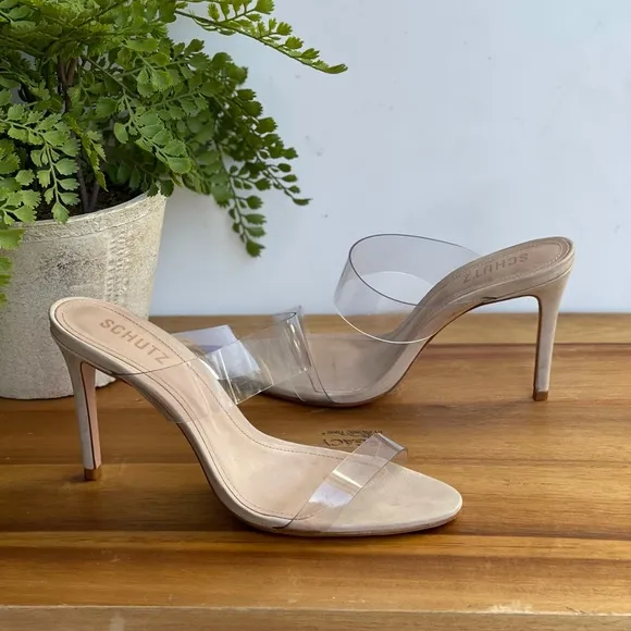 SCHUTZ🍁🍂Arielle clear strap Natural Sandal Size 9.5 womens