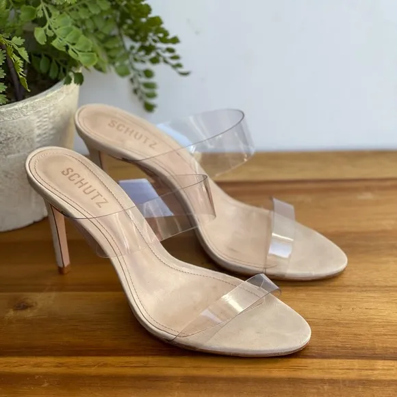 SCHUTZ🍁🍂Arielle clear strap Natural Sandal Size 9.5 womens