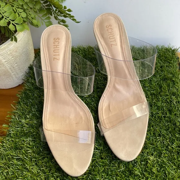 SCHUTZ🍁🍂Arielle clear strap Natural Sandal Size 9.5 womens