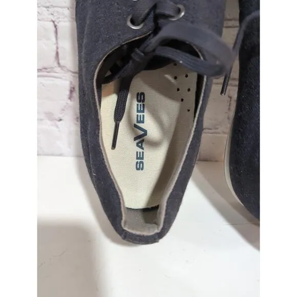 Seavees Hermosa Plimsoll Standard Navy Vintage Washed Linen Sneakers Men Size 13
