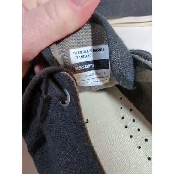Seavees Hermosa Plimsoll Standard Navy Vintage Washed Linen Sneakers Men Size 13
