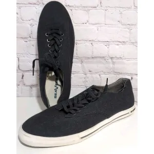 Seavees Hermosa Plimsoll Standard Navy Vintage Washed Linen Sneakers Men Size 13