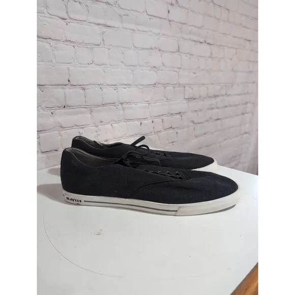 Seavees Hermosa Plimsoll Standard Navy Vintage Washed Linen Sneakers Men Size 13