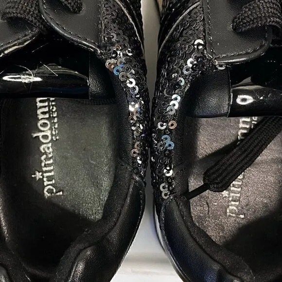 Sequins Sparkly Black &amp; White Fashion Sneakers Primadonna  Women’s 7.5 Leather