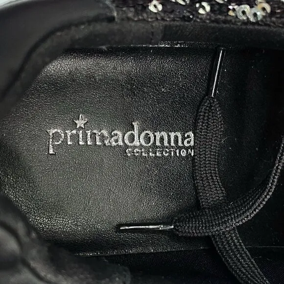 Sequins Sparkly Black &amp; White Fashion Sneakers Primadonna  Women’s 7.5 Leather