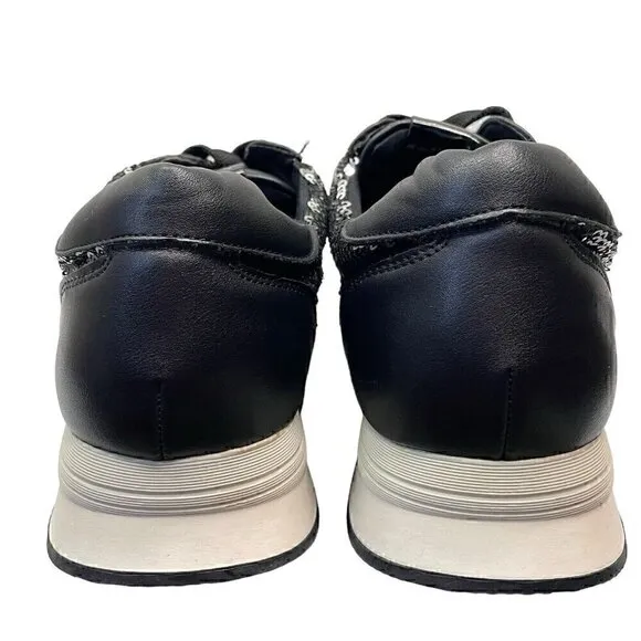 Sequins Sparkly Black &amp; White Fashion Sneakers Primadonna  Women’s 7.5 Leather