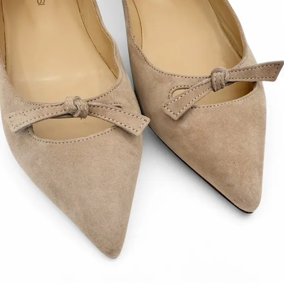 Sergio Rossi Isobel Leather Suede Pointed Toe Flats in Rose Nude EU 36.5 US 6.5
