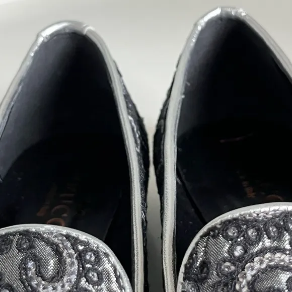 Sesto Meucci Kama Embellished Flat Loafers Gray Size 8.5