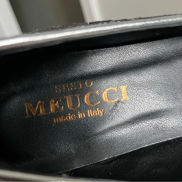 Sesto Meucci Kama Embellished Flat Loafers Gray Size 8.5