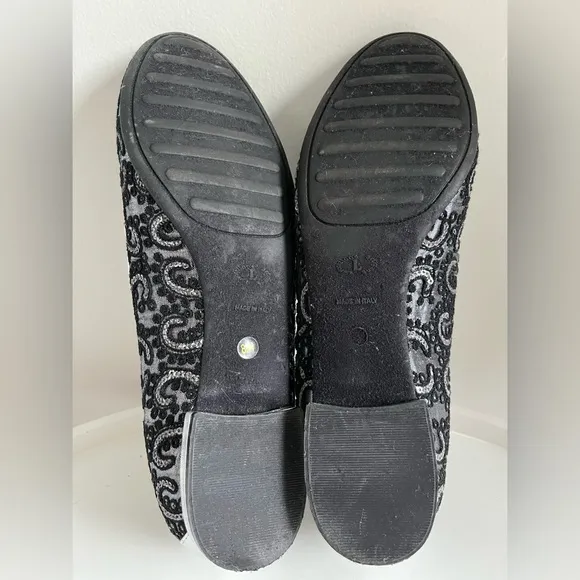 Sesto Meucci Kama Embellished Flat Loafers Gray Size 8.5