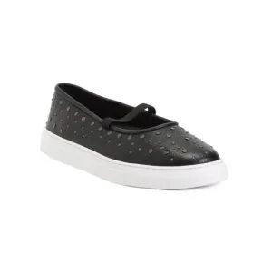 SEYCHELLES Black Leather Leather Moon Child Studs Slip On Flats